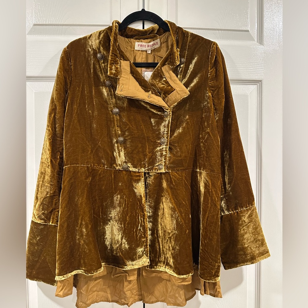 Free People Gold Velvet Jacket